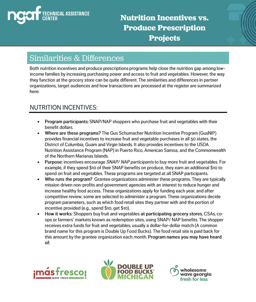 Nutrition Incentives vs Produce Prescriptions