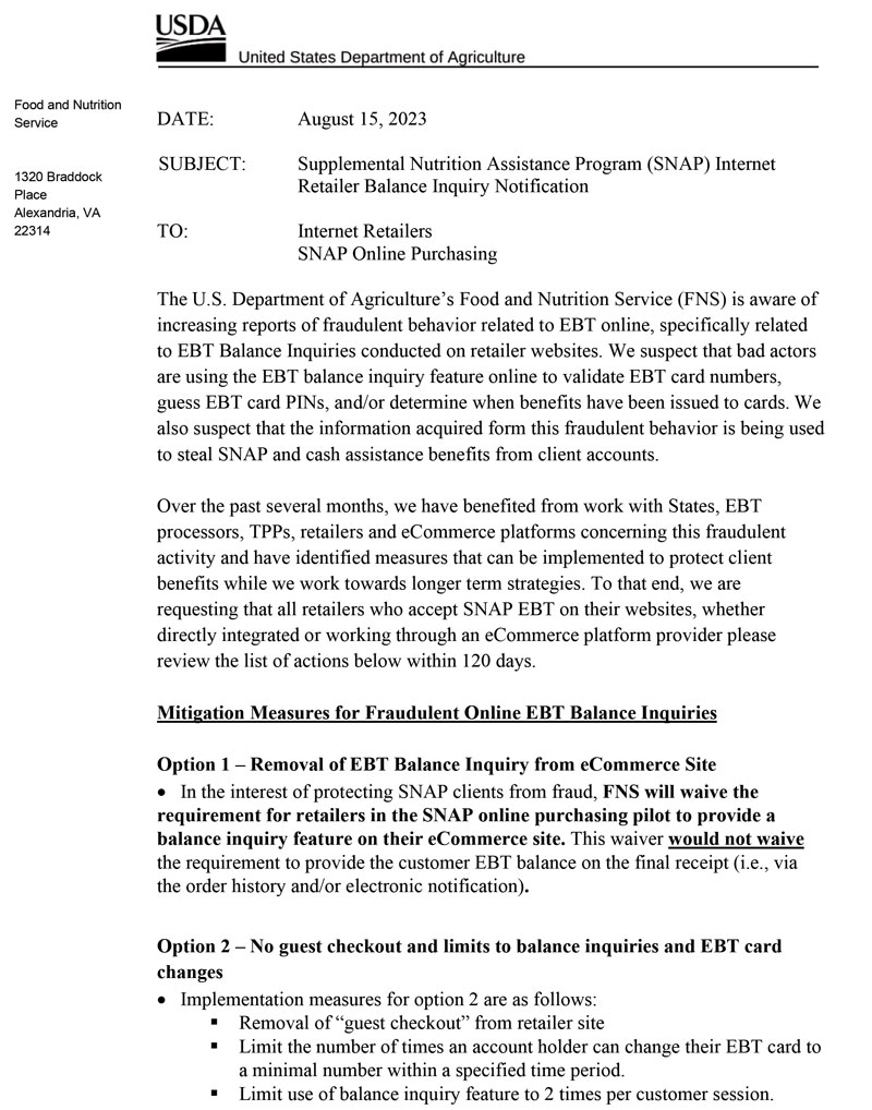 FNS Letter to IRs on BIs